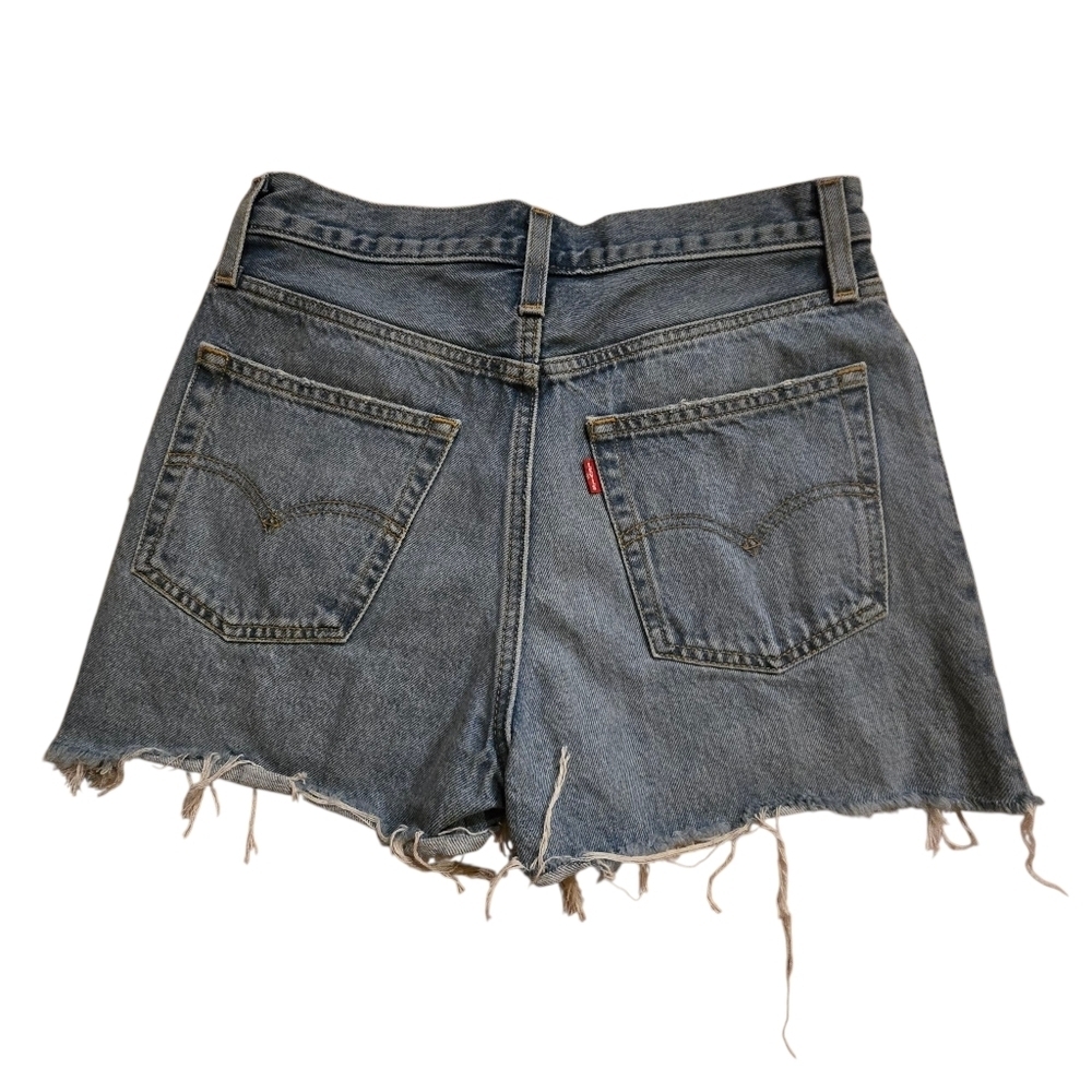 Levi's Light Blue Distressed Jean Shorts - Picture 5 of 6